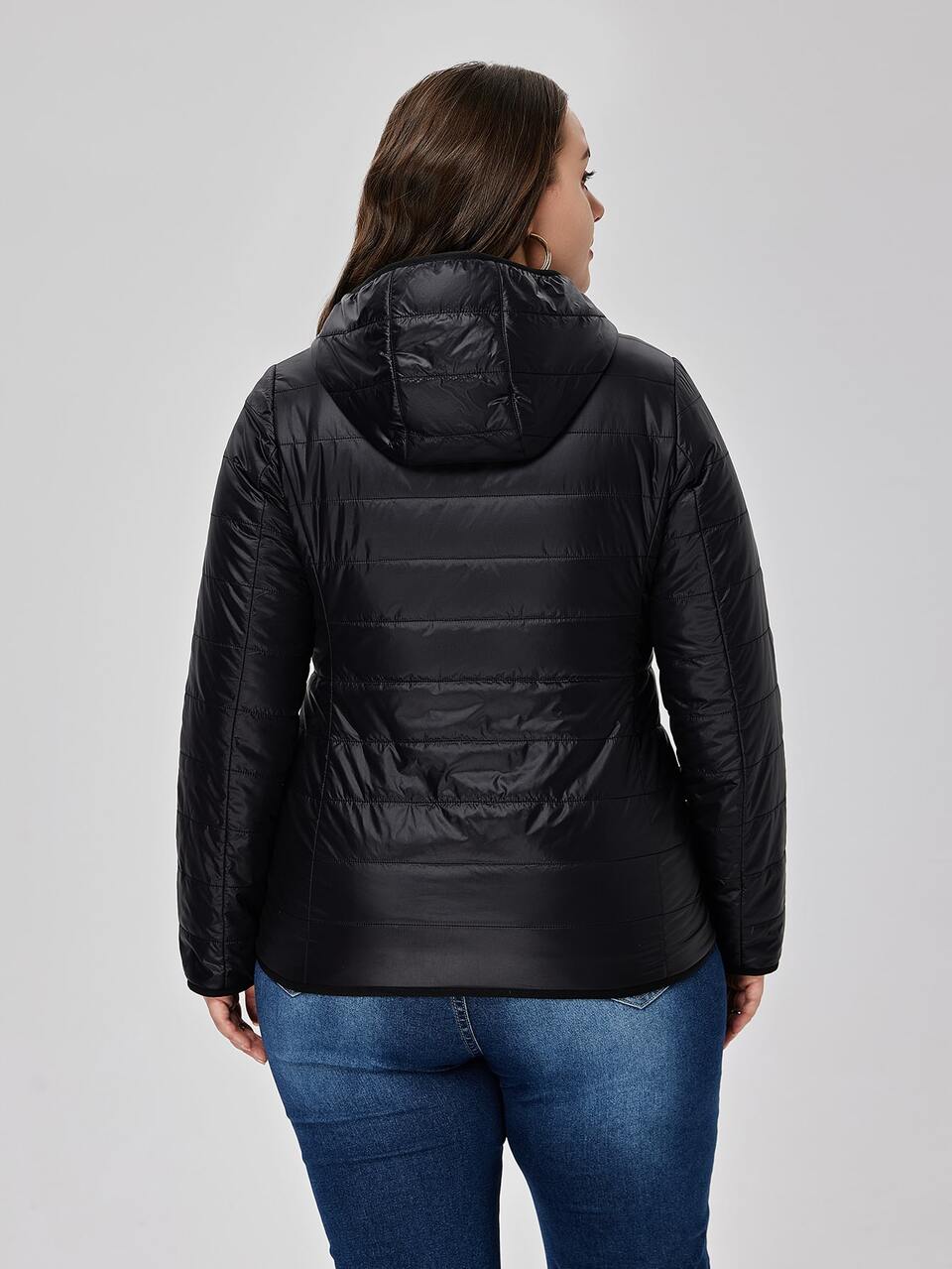 Plus Zip Up Padded Coat For Winter