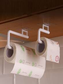 1入組免打孔廚房專用紙巾架捲紙架保鮮膜收納架衛生紙掛鉤抹布架