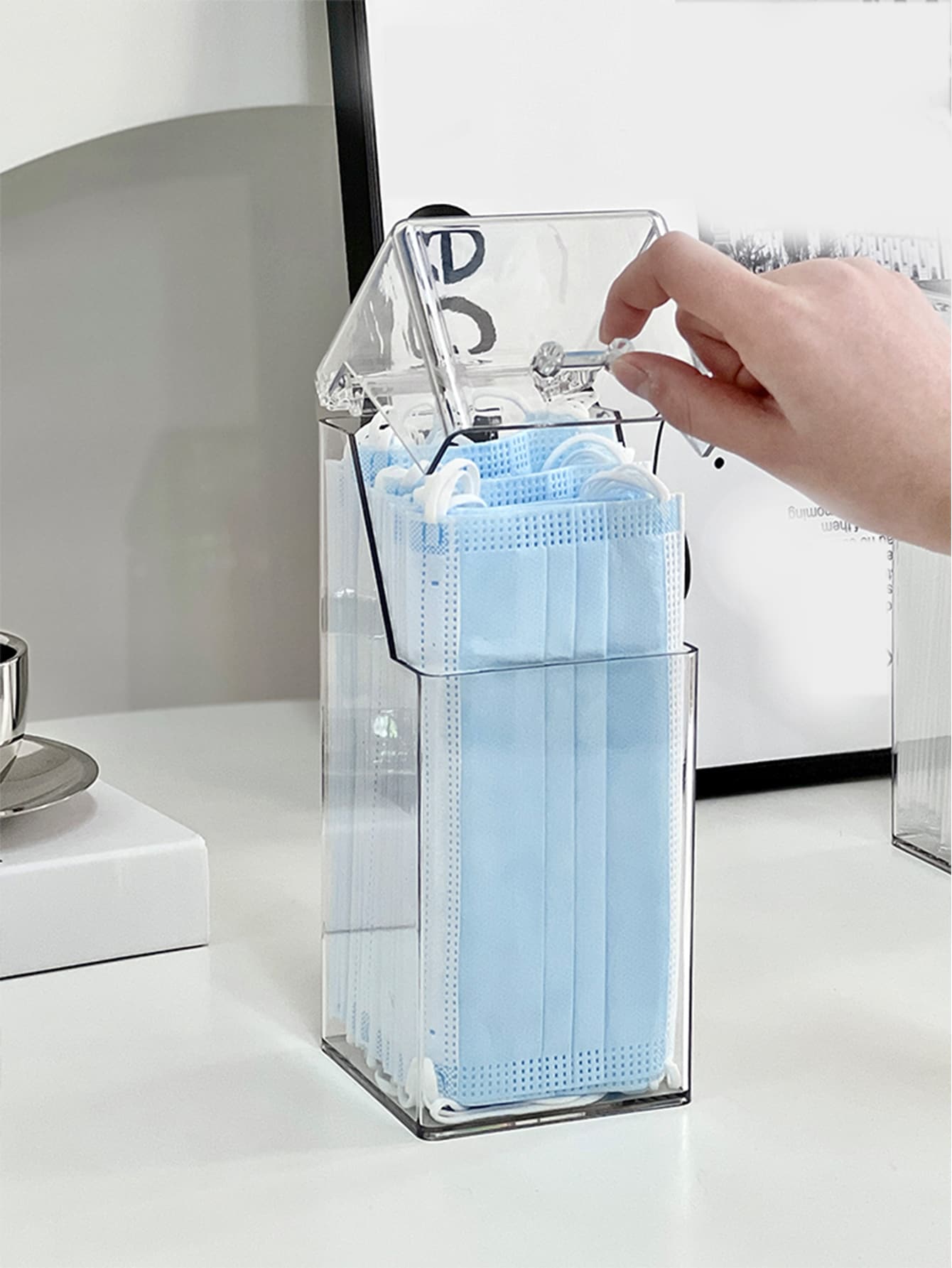 1 Hộp Lưu Trữ Trong Suốt, Hộp Lưu Trữ Máy Tính Để Bàn Hình Vuông Tối Giản Cho Gia Đình - Trong sáng - Xem 1