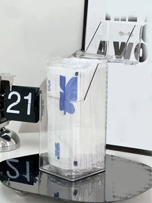 1 Hộp Lưu Trữ Trong Suốt, Hộp Lưu Trữ Máy Tính Để Bàn Hình Vuông Tối Giản Cho Gia Đình - Trong sáng - Xem 2