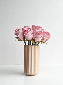 12pcs/set Plastic Artificial Flower, Fake Flower For Wedding, Home, Party - Pink - View 1