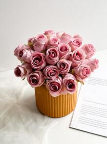 12pcs/set Plastic Artificial Flower, Fake Flower For Wedding, Home, Party - Pink - View 5