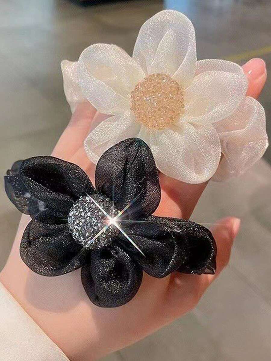 2pcs Flower Decor Hair Tie Cute - Multicolor - View 1