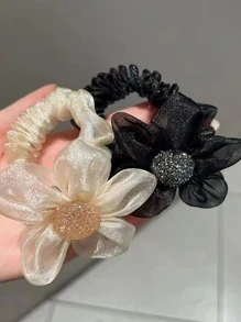 2pcs Flower Decor Hair Tie Cute - Multicolor - View 3
