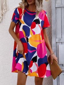 Breezaya Allover Print Tunic Dress Vacation Beach Outfits Women - White - View 1