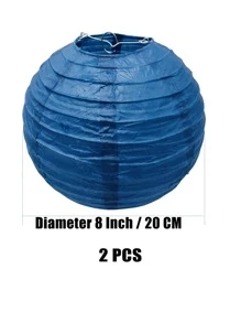 2pcs/set Paper Lantern, Blue Hanging Lantern Ball For Party - Blue - View 3