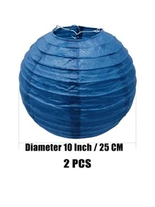 2pcs/set Paper Lantern, Blue Hanging Lantern Ball For Party - Blue - View 4