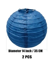 2pcs/set Paper Lantern, Blue Hanging Lantern Ball For Party - Blue - View 5