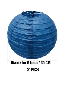 2pcs/set Paper Lantern, Blue Hanging Lantern Ball For Party - Blue - View 6