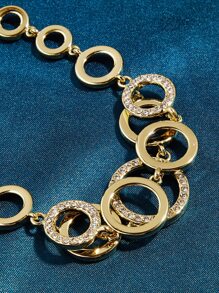 Rhinestone Round Decor Bracelet - Yellow Gold - View 3