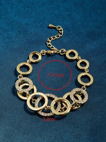 Rhinestone Round Decor Bracelet - Yellow Gold - View 4