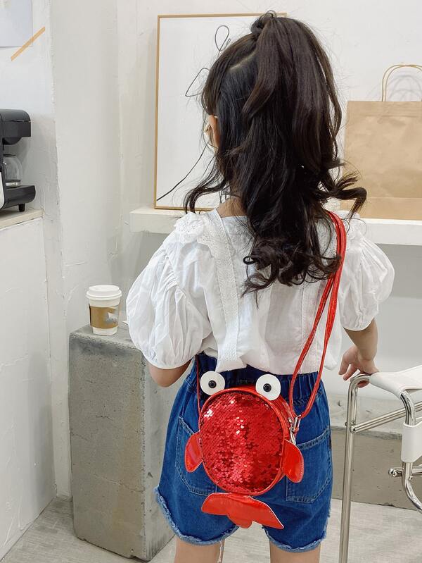Girls Sequin Decor Fish Design Novelty Bag