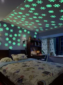 50入組/套PVC牆貼雪花圖案在黑暗中發光家用牆貼花 - 彩色 - 查看 1