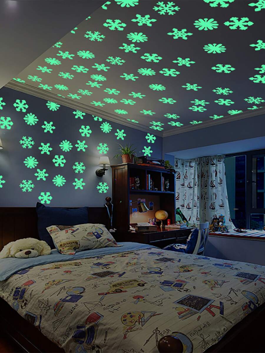 50入組/套PVC牆貼雪花圖案在黑暗中發光家用牆貼花 - 彩色 - 查看 1