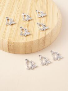 8 piezas/set Colgante DIY con diamante de imitación con mariposa - Plateado - Ver 1