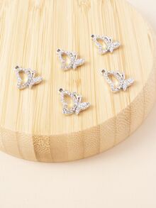 8 piezas/set Colgante DIY con diamante de imitación con mariposa - Plateado - Ver 2