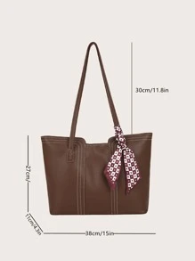 Skinny Scarf Decor Shoulder Tote Bag With Inner Pouch