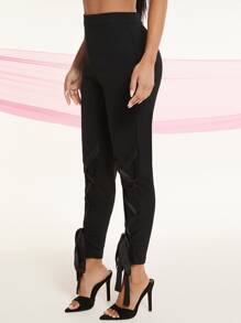 SHEIN BAE Quần nữ Dây kéo màu trơn Giải trí - màu đen - Xem 3