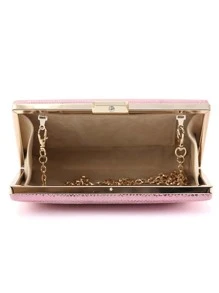 Long lanh lấp lánh quyến rũ, sequin, sang trọng, sáng bóng Mini da rắn dập nổi Chuỗi trang trí kim cương giả Túi hộp lấp lánh Túi buổi tối, Túi ăn tối cho cô gái dự tiệc, phụ nữ, cô dâu Hoàn hảo cho bữa tiệc, đám cưới, vũ hội, bữa tối / tiệc, cho cocktail - Hồng - Xem 4