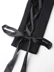 SHEIN BAE Quần nữ Dây kéo màu trơn Giải trí - màu đen - Xem 8