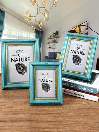 1入組相框帶隨機內復古木紋相框