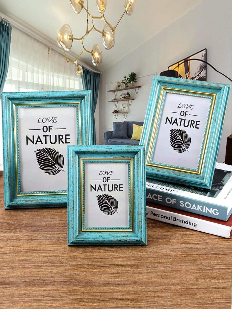 1入組相框帶隨機內復古木紋相框