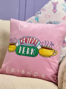 FRIENDS X SHEIN Double-Sided Coffee & Letter Graphic Cushion Cover Without Filler, Gifts - Multicolor - View 5