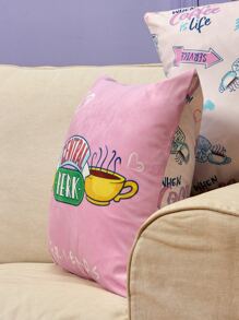 FRIENDS X SHEIN Double-Sided Coffee & Letter Graphic Cushion Cover Without Filler, Gifts - Multicolor - View 7