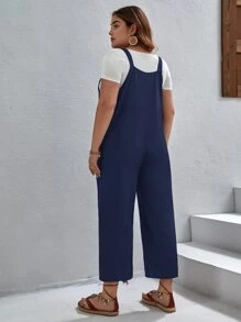 SHEIN LUNE Plus Solid Overall Jumpsuit Without Tee
