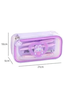 1pc Cartoon Rabbit Decor Pencil Bag - Multicolor - View 4