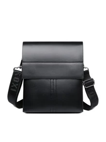 saroxi 1pc Men's Shoulder Bag, Mini Messenger Bag For Men, Casual Crossbody Bag With Side Pockets, Versatile For Commuting, PU Leather, Minimalist Style Black Or Brown Bag, Gift For Boyfriend