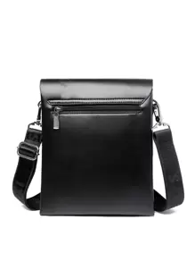 saroxi 1pc Men's Shoulder Bag, Mini Messenger Bag For Men, Casual Crossbody Bag With Side Pockets, Versatile For Commuting, PU Leather, Minimalist Style Black Or Brown Bag, Gift For Boyfriend