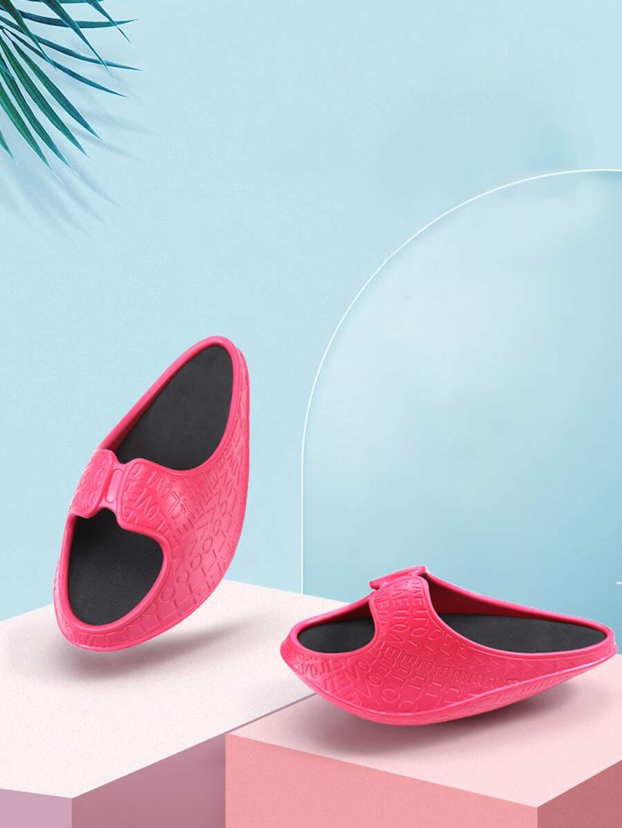 1pair Letter Graphic Yoga Rocker Sandals - Pink - View 1