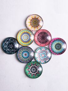 8入組/套曼陀羅圖案圓形DIY首飾配件 - 彩色 - 查看 1