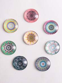 8入組/套曼陀羅圖案圓形DIY首飾配件 - 彩色 - 查看 2