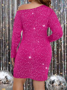 Allurite Plus Size Sequin Decorated Dress