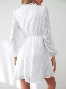 SHEIN Frenchy Đầm viền lá sen màu trơn Thanh lịch - trắng - Xem 5