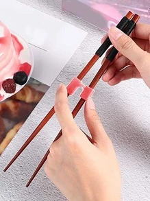 2pcs Plastic Chopsticks Training Tool, Minimalist Pink Chopsticks Learning Tool For Children - Pink - View 3