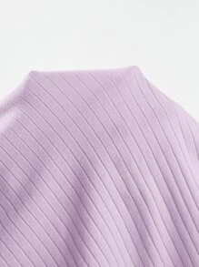 Muchica Notched Neck Rib-knit Crop Tank Top - Lilac Purple - View 5