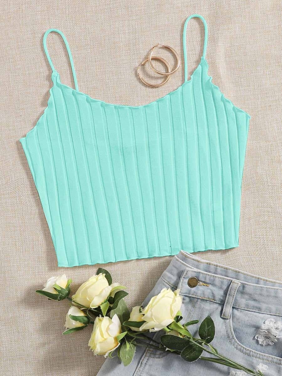 SHEIN EZwear Áo hai dây viền rau diếp - Màu xanh bạc hà - Xem 1