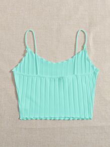 SHEIN EZwear Áo hai dây viền rau diếp - Màu xanh bạc hà - Xem 2