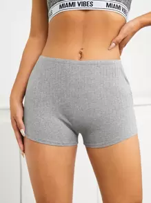 Muchica 素色羅紋針織機車短褲