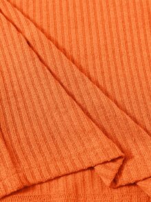 Muchica Neon Orange Solid Rib-knit Tank Top - Orange - View 5