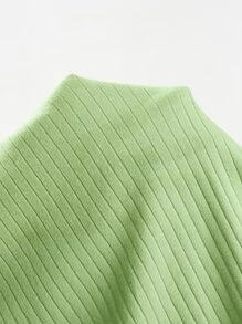 Muchica Solid Rib-knit Bodycon Dress - Green - View 6