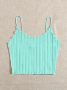 SHEIN EZwear Áo hai dây viền rau diếp - Màu xanh bạc hà - Xem 5