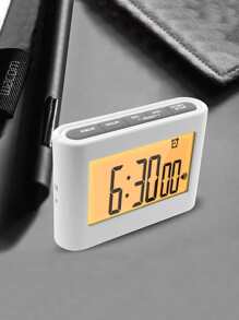 1 Đồng Hồ Báo Thức Kỹ Thuật Số Đa Năng Có Đèn Nền Đơn Giản Trắng ABS LED Đồng Hồ Báo Thức Kỹ Thuật Số Cho Gia Đình, Bàn Làm Việc - Xám - Xem 1