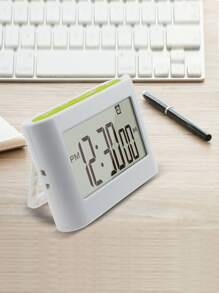 1 Đồng Hồ Báo Thức Kỹ Thuật Số Đa Năng Có Đèn Nền Đơn Giản Trắng ABS LED Đồng Hồ Báo Thức Kỹ Thuật Số Cho Gia Đình, Bàn Làm Việc - Xám - Xem 2