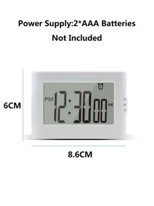 1 Đồng Hồ Báo Thức Kỹ Thuật Số Đa Năng Có Đèn Nền Đơn Giản Trắng ABS LED Đồng Hồ Báo Thức Kỹ Thuật Số Cho Gia Đình, Bàn Làm Việc - Xám - Xem 3