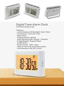 1 Đồng Hồ Báo Thức Kỹ Thuật Số Đa Năng Có Đèn Nền Đơn Giản Trắng ABS LED Đồng Hồ Báo Thức Kỹ Thuật Số Cho Gia Đình, Bàn Làm Việc - Xám - Xem 4