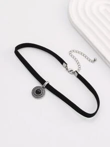 1 pieza Collar colgante minimalista y retro de moda, cuerda de terciopelo, para uso casual en fiestas y diario, disponible en color dorado y plateado